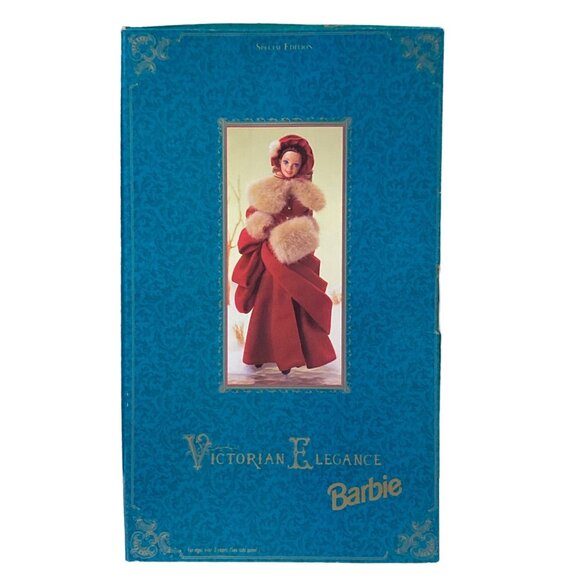 Victorian Elegance Barbie 1994 Mattel 12579 NRFB Red Fur Trim Coat - Picture 3 of 16
